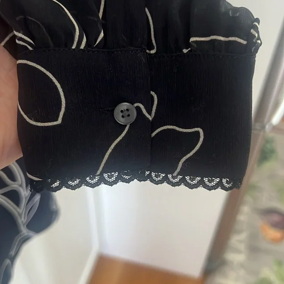 Ann Taylor Elegant Black Sheer Blouse L - Picture 5 of 7